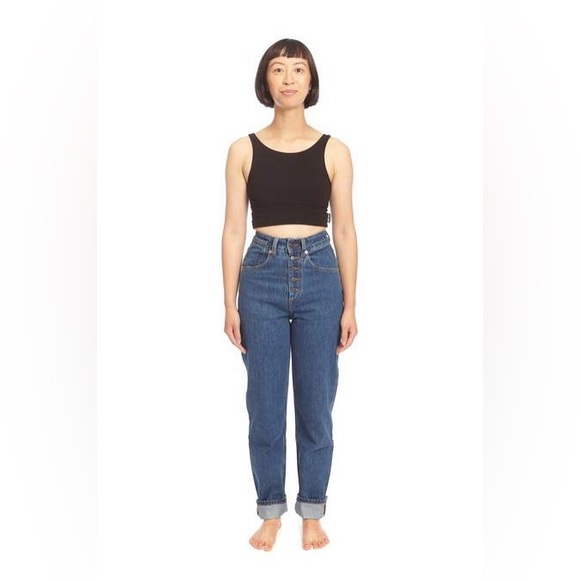 decade Denim - Decade Studio Womens Pamela Jeans 28 Blue High-rise Tapered Leg Button Fly Curve